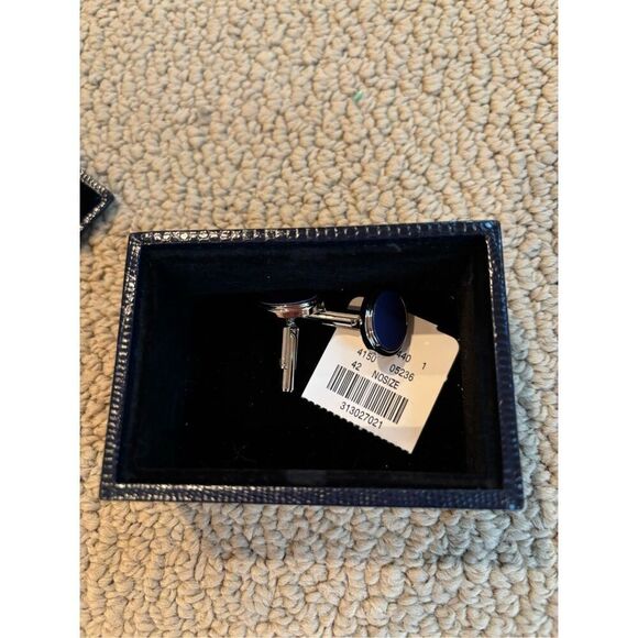 NWT Brooks Brothers Sterling Silver Onyx Oval Rhodium-Plated Cufflinks - Picture 4 of 4